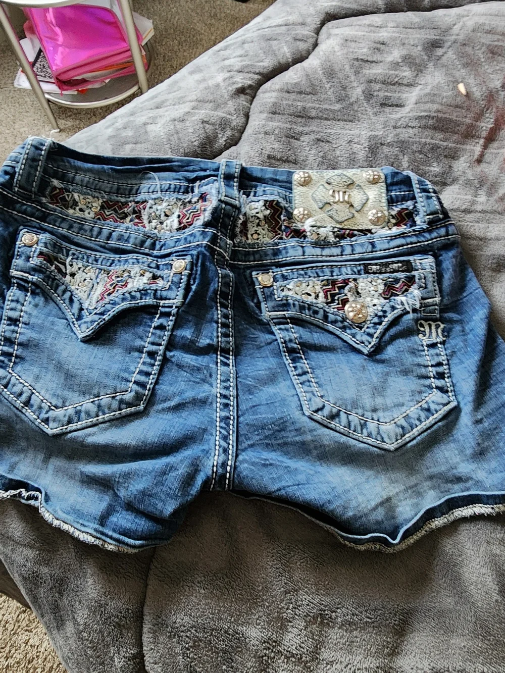 Denim Embroidered Women’s Shorts - Blue